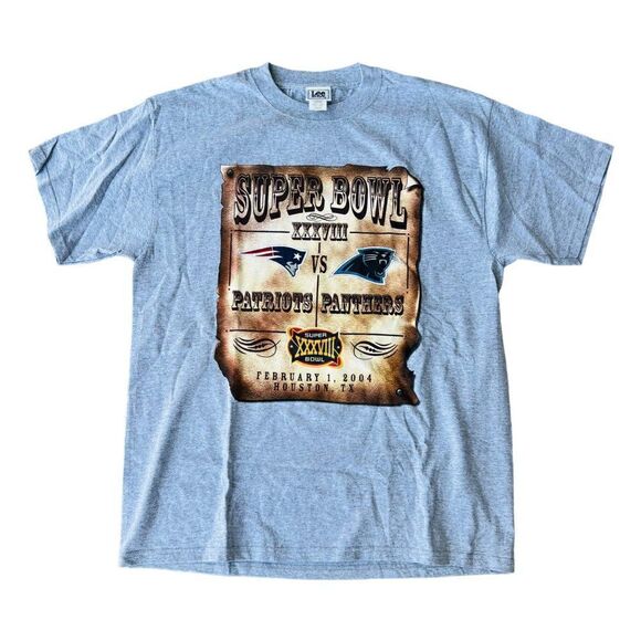 Lee Sport Vintage Super Bowl XXXVII 2004 Patriots / Panthers T-Shirt Men's Large - Picture 1 of 5